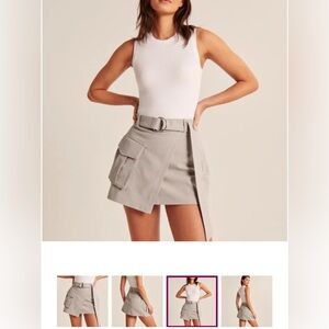 ABERCROMBIE White Tank Top and Gray Skirt with Belt